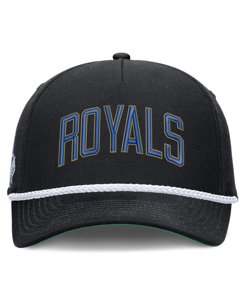 Men's Black Kansas City Royals Cooperstown Collection Rise Adjustable Hat