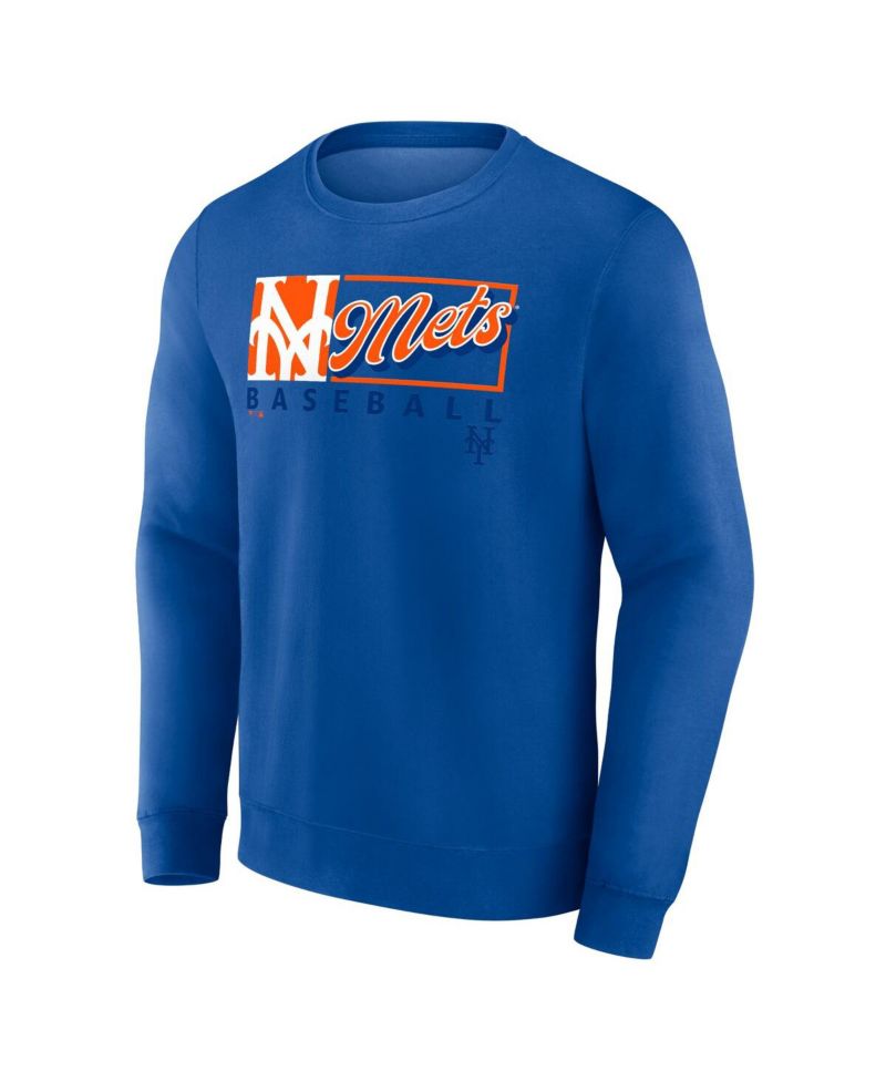 Men's Royal New York Mets Focus Fleece Pullover Sweatshirt