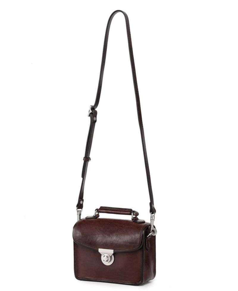 Laurel Mini Leather Convertible Pushlock Crossbody Bag