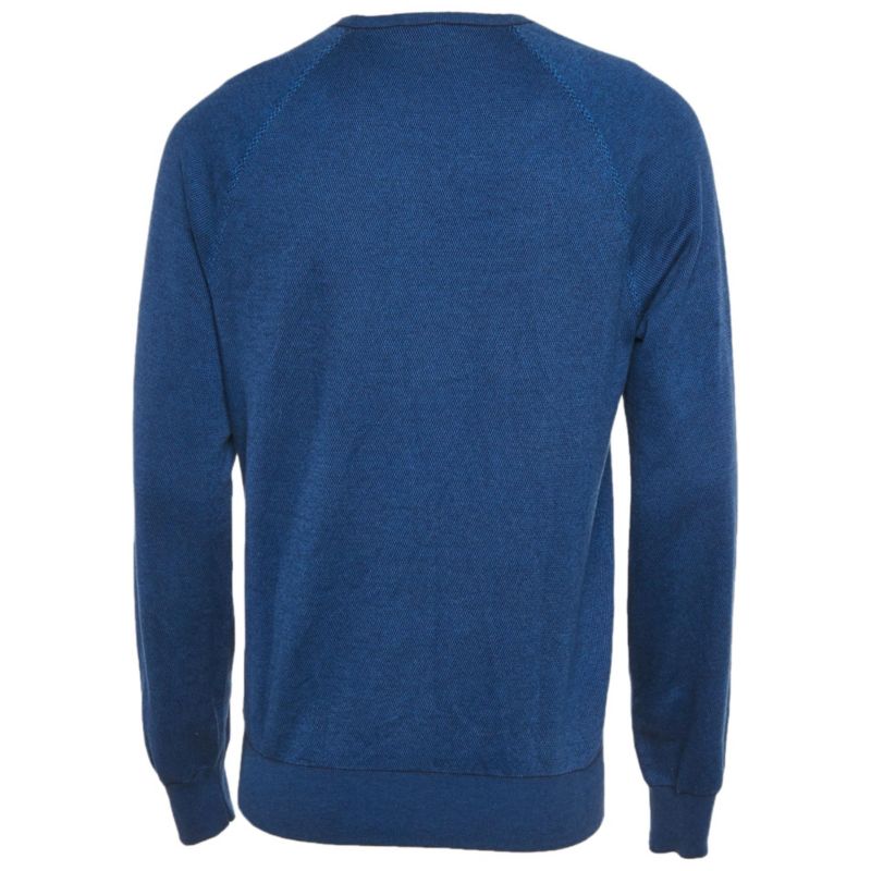 Men's Blue 3D Skull Embossed Cotton Knit Sweater