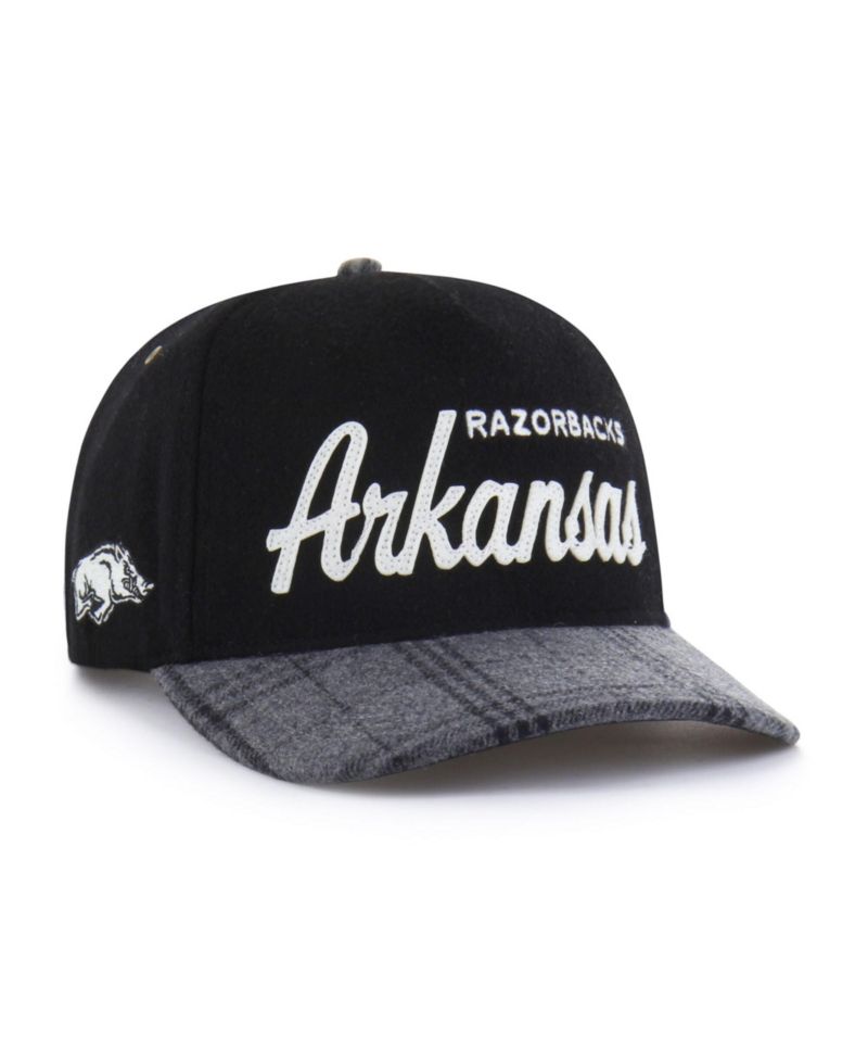Men's and Women's Black Arkansas Razorbacks Windowpane Plaid Collection Hitch Adjustable Hat