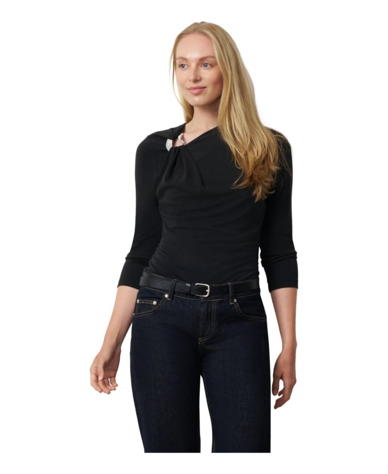 Women's 3/4-Sleeve Metal Ring Blouse