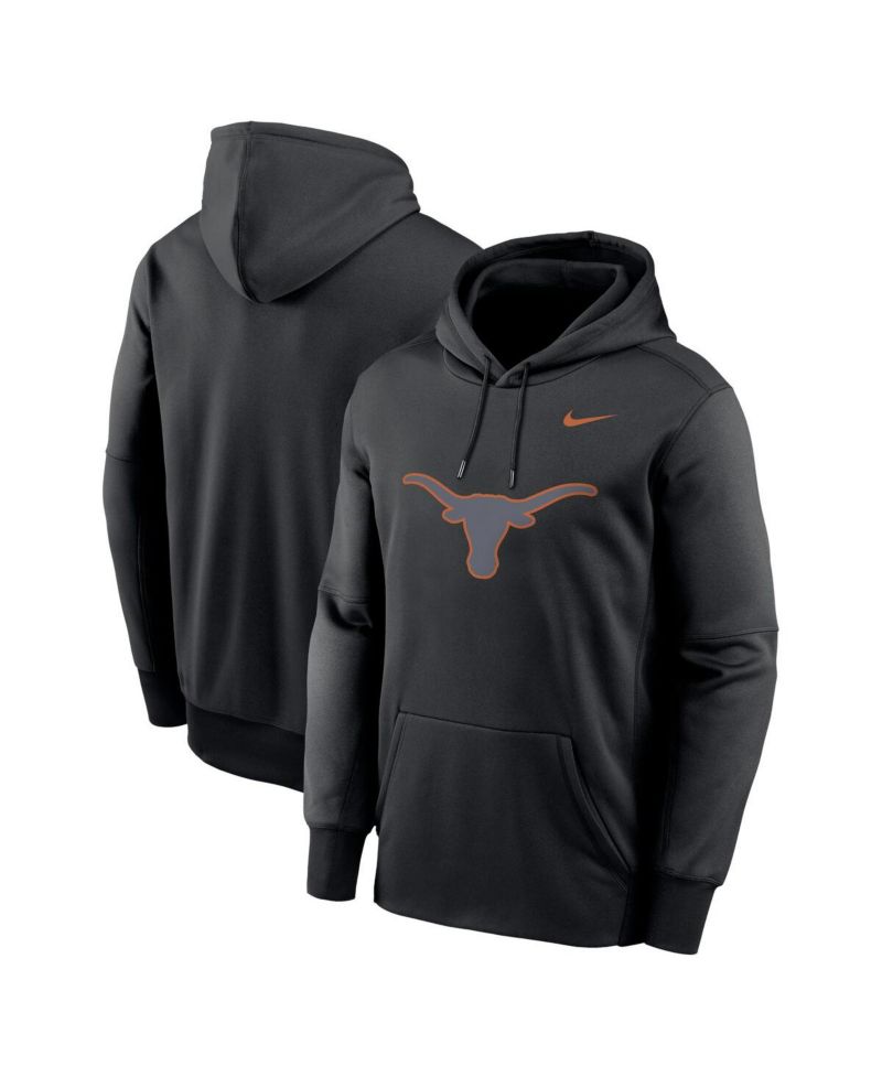 Men's Black Texas Longhorns Color Pop Performance Fleece Pullover Hoodie