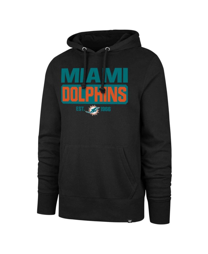 Men's Black Miami Dolphins Box Out Headline Pullover Hoodie