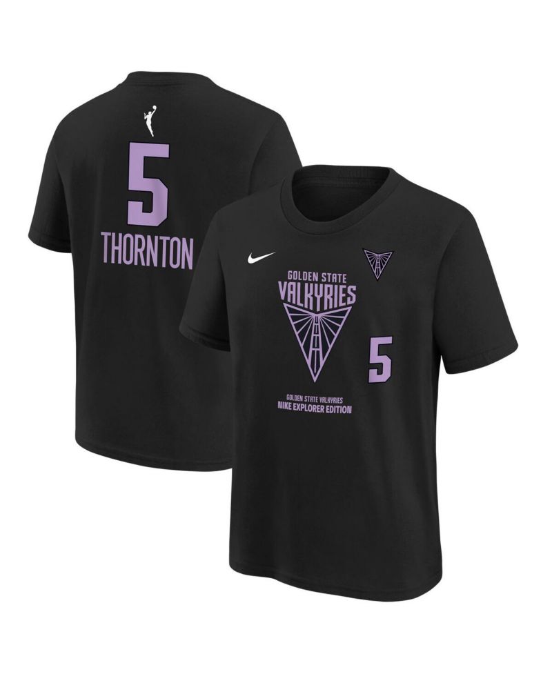 Big Boys and Girls Kayla Thornton Black Golden State Valkyries Explorer Edition Player Name & Number T-Shirt