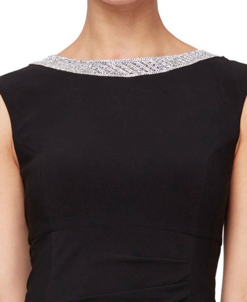 Women's Embellished-Neck Side-Slit Gown