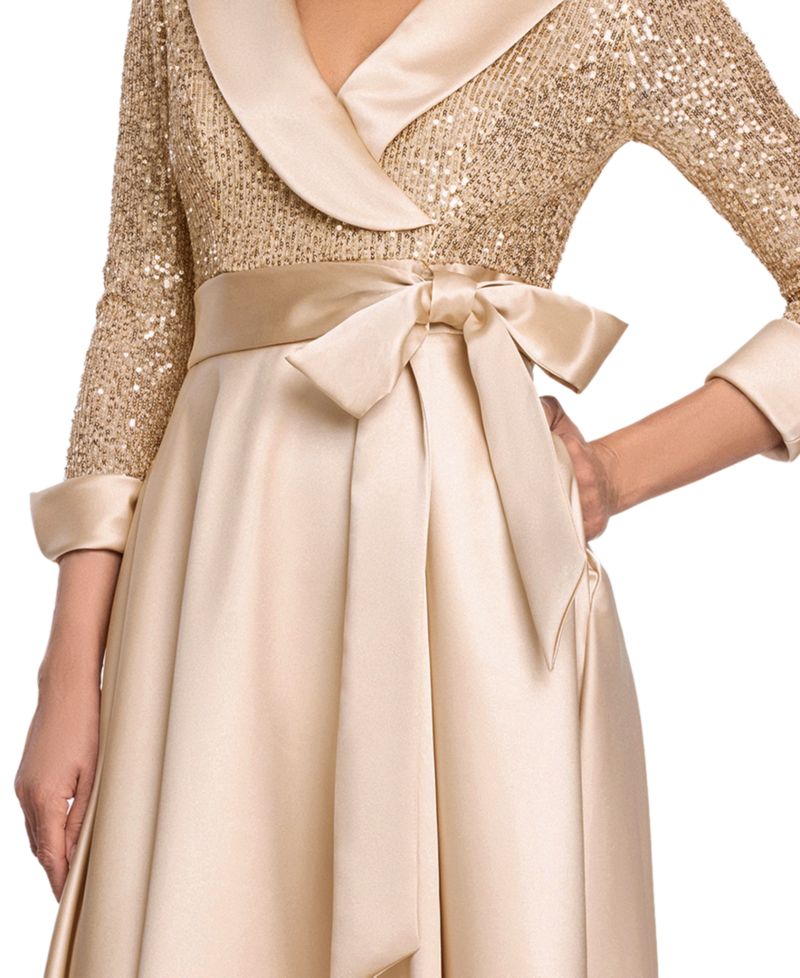 Women's Sequined Tuxedo Belted Ball Gown