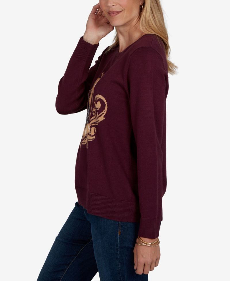 Petite Corgi-Graphic Scoop Neck Pullover