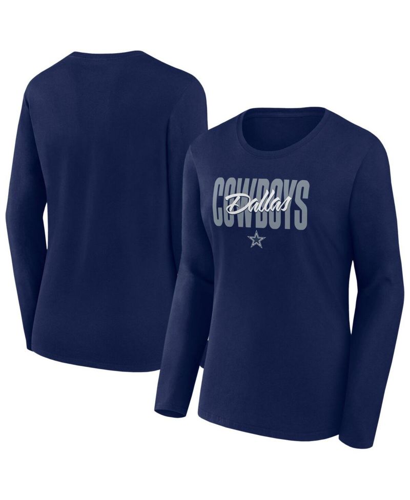 Women's Navy Dallas Cowboys Long Sleeve Scoop Neck T-Shirt