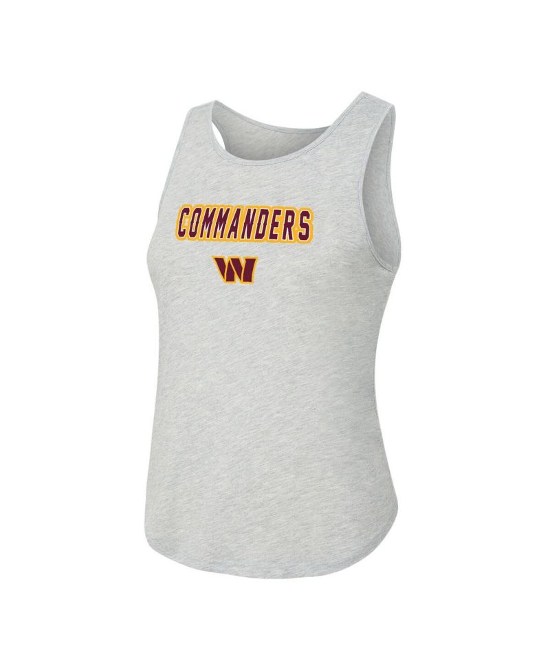 Women's 2-Piece Heather Gray/Burgundy Washington Commanders Regulate Plaid Tank Top and Pants Sleep Set