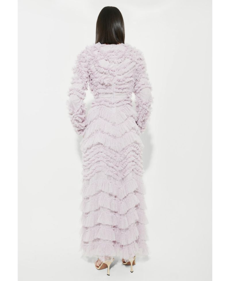 Women's Modest Ruffle Dress Maxi With Designer Sleeve