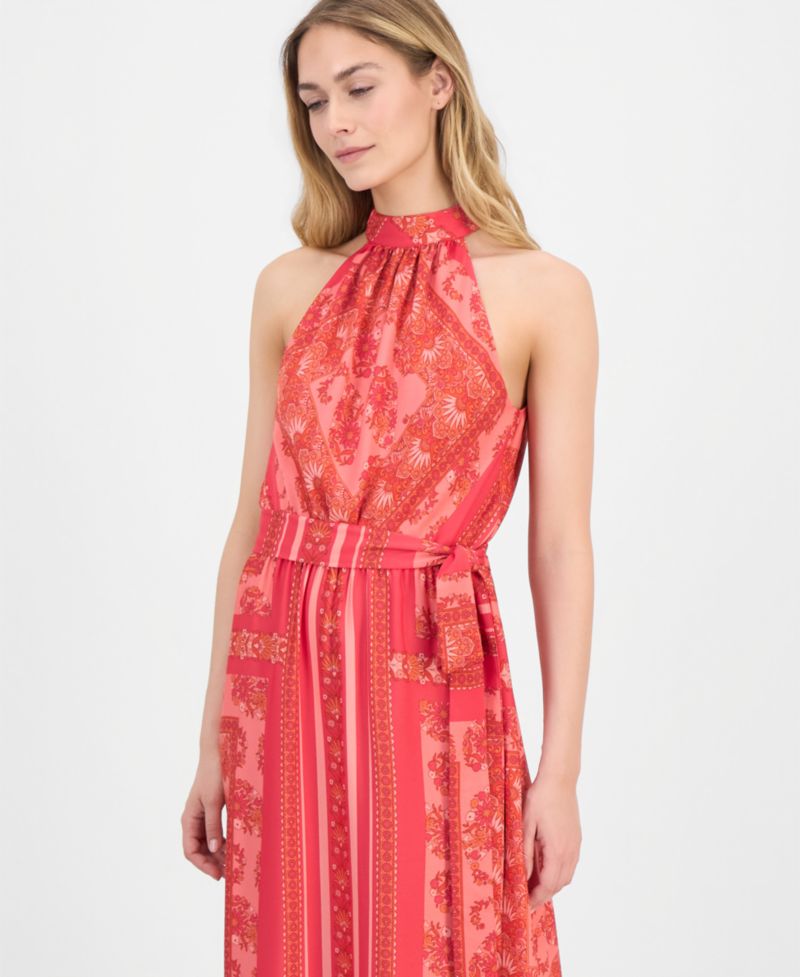 Women's Printed Halter-Neck Maxi Dress
