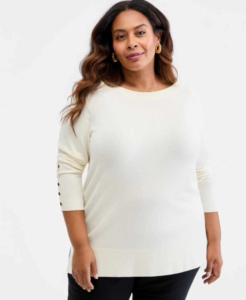 Petite Boat Neck Long-Sleeve Sweater