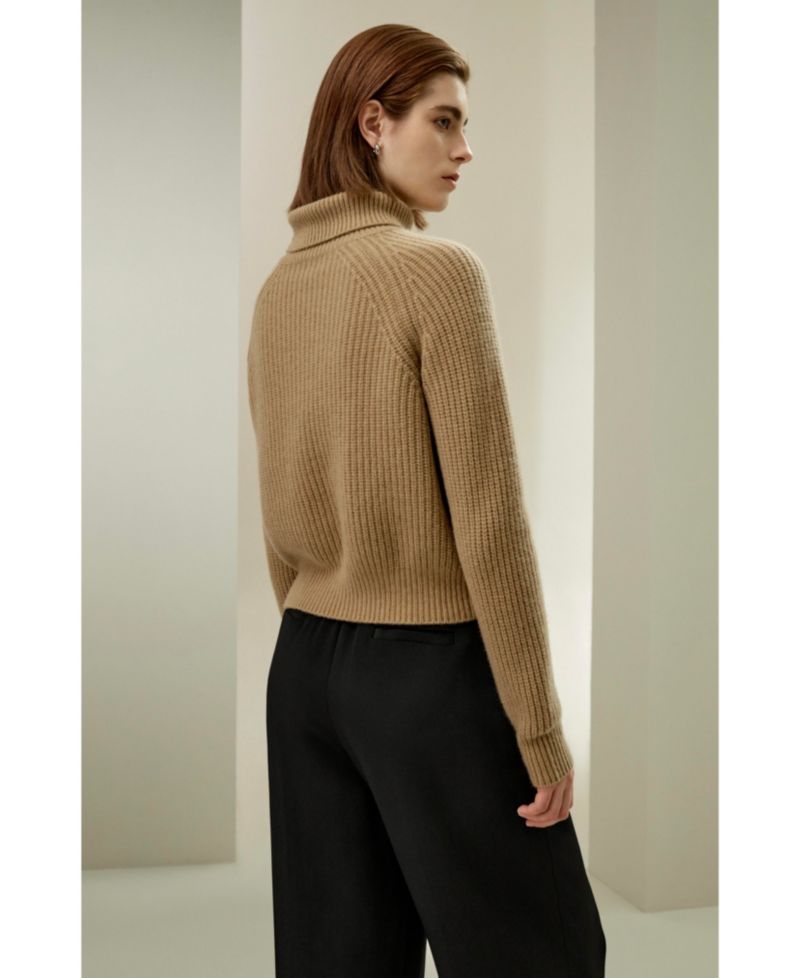 Women's Textured Turtleneck Cashmere Sweater
