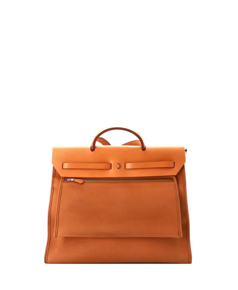 Herbag Zip Laptop-Compatible Leather and Canvas Shoulder Bag