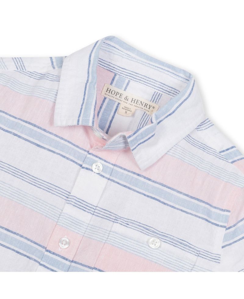 Baby Boys Hope and Henry Linen Short Sleeve Button Down Shirt
