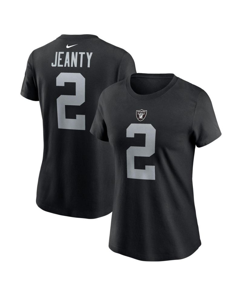 Women's Ashton Jeanty Black Las Vegas Raiders 2025 NFL Draft First Round Pick Name & Number T-Shirt