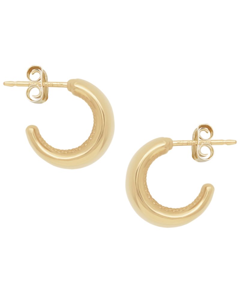Sculptured X-Small Flat Band Hoop Cuff Earrings in 14k Yellow Gold