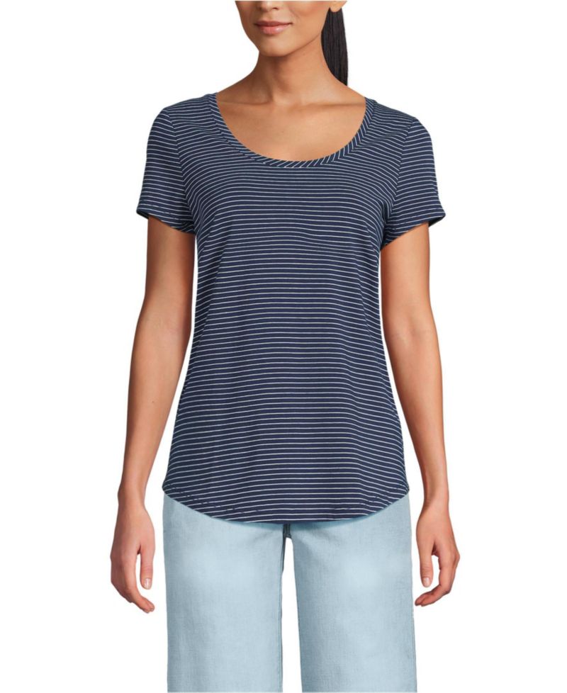 Women's Short Sleeve Lightweight Jersey Scoop Neck T-shirt