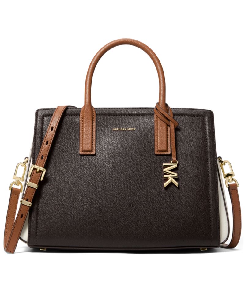 Michael Kors Laila Medium Color-Block Leather Satchel Handbag