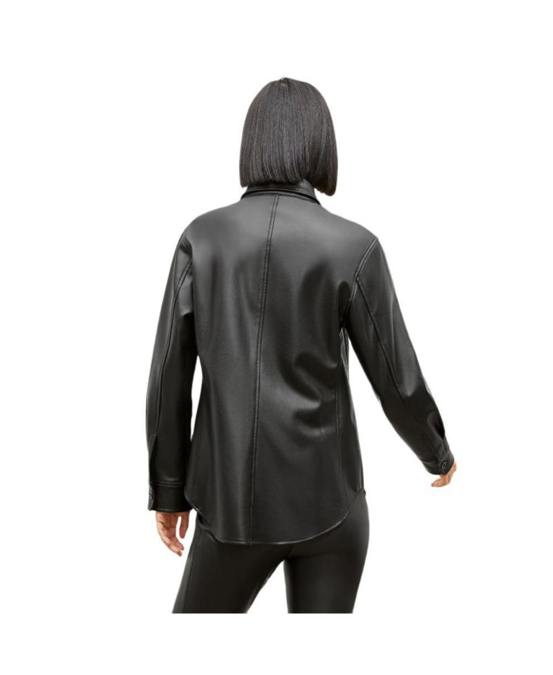 Women's Sierra Faux Leather Shacket with Relaxed Fit