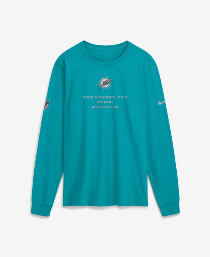 Men's Aqua Miami Dolphins Sideline Bold Arch Star Dri-FIT Long Sleeve T-Shirt