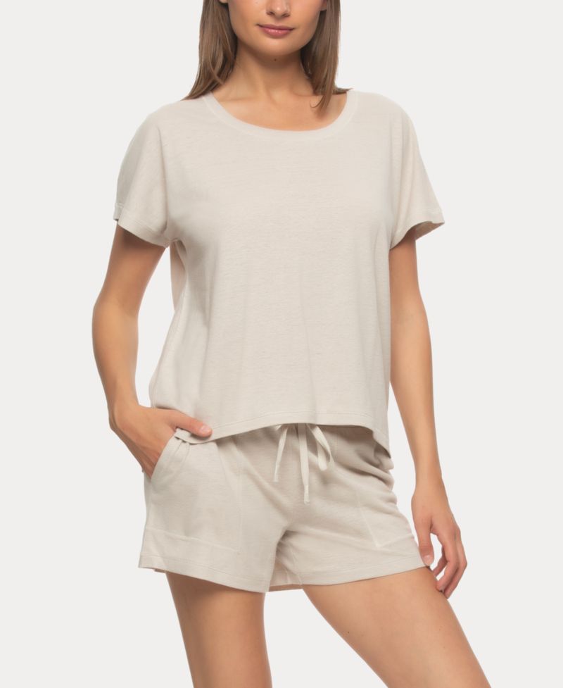 Women's Lauren Linen Jersey Pullover Top and Shorts Sleepwear