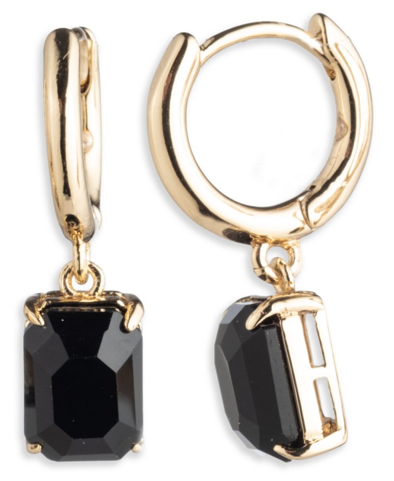 Glass Stone Drop Huggie Earrings