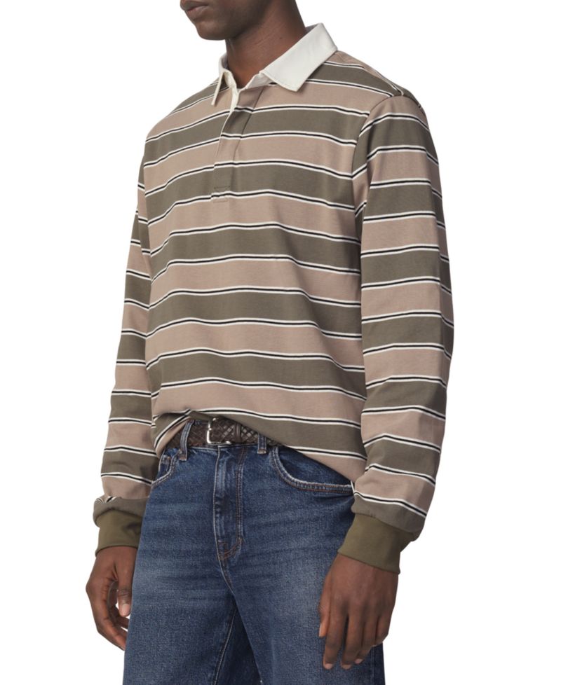 Men's Striped Long-Sleeve Rugby Shirt