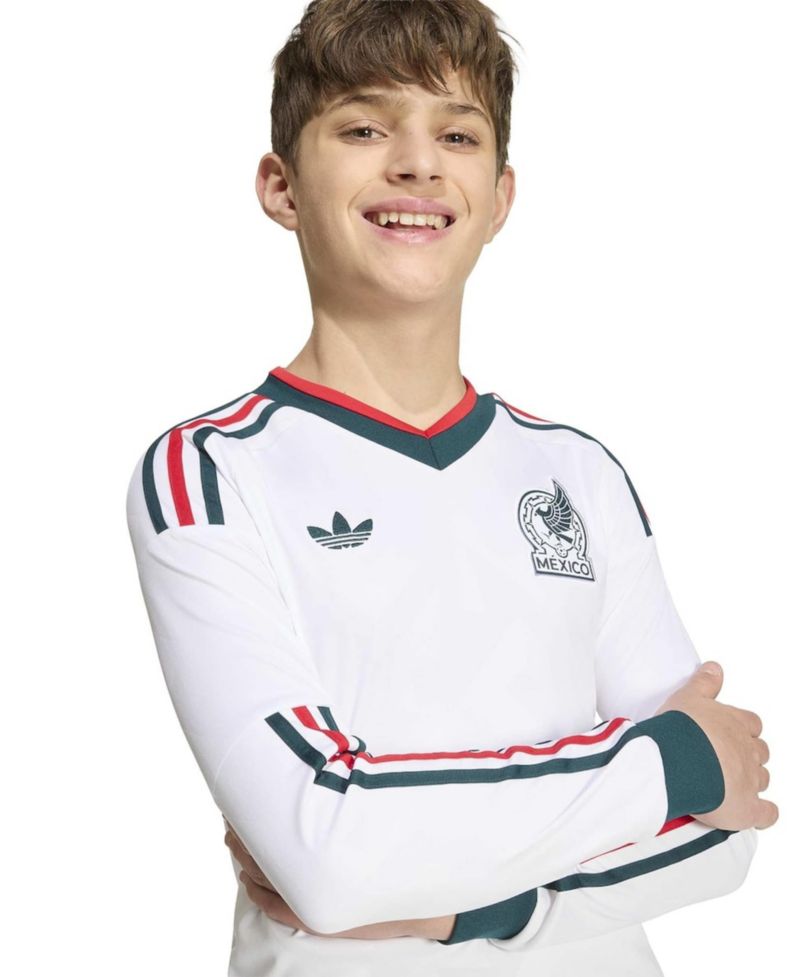 Big Boys and Girls White Mexico National Team 2026 Away Replica Long Sleeve Jersey