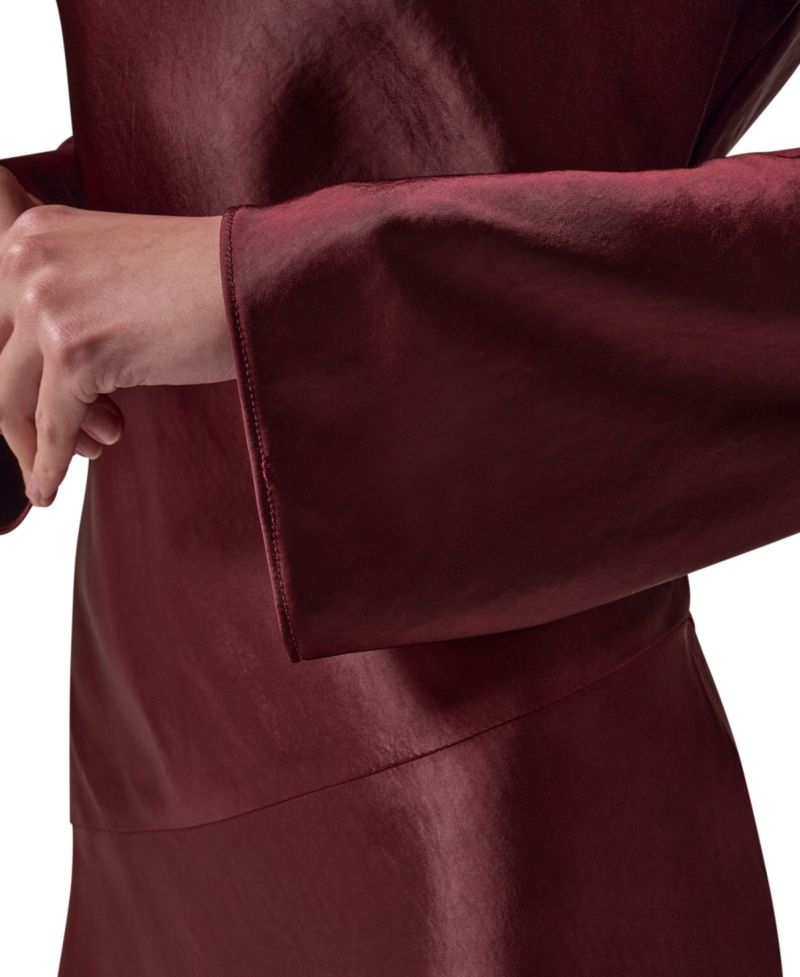 Women's Satin Cowl Neck A-Line Dress