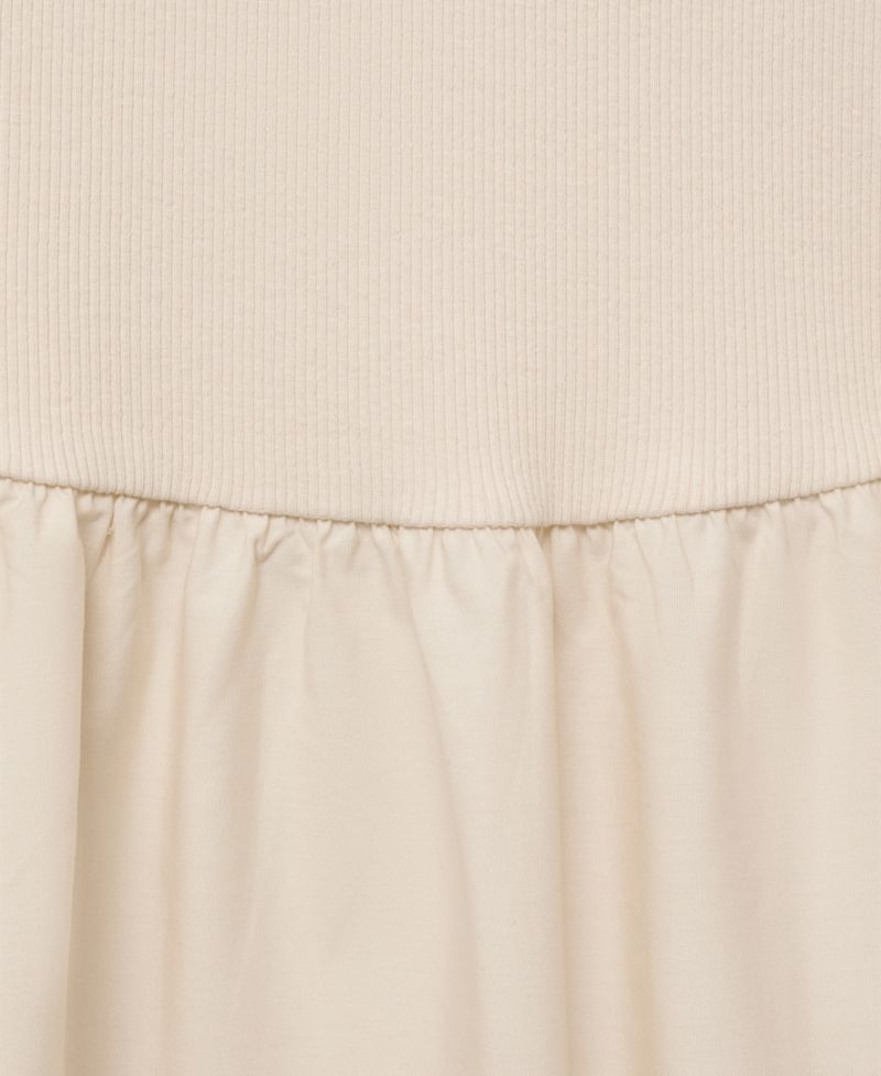 Women's Combined Fabric Flared Dress
