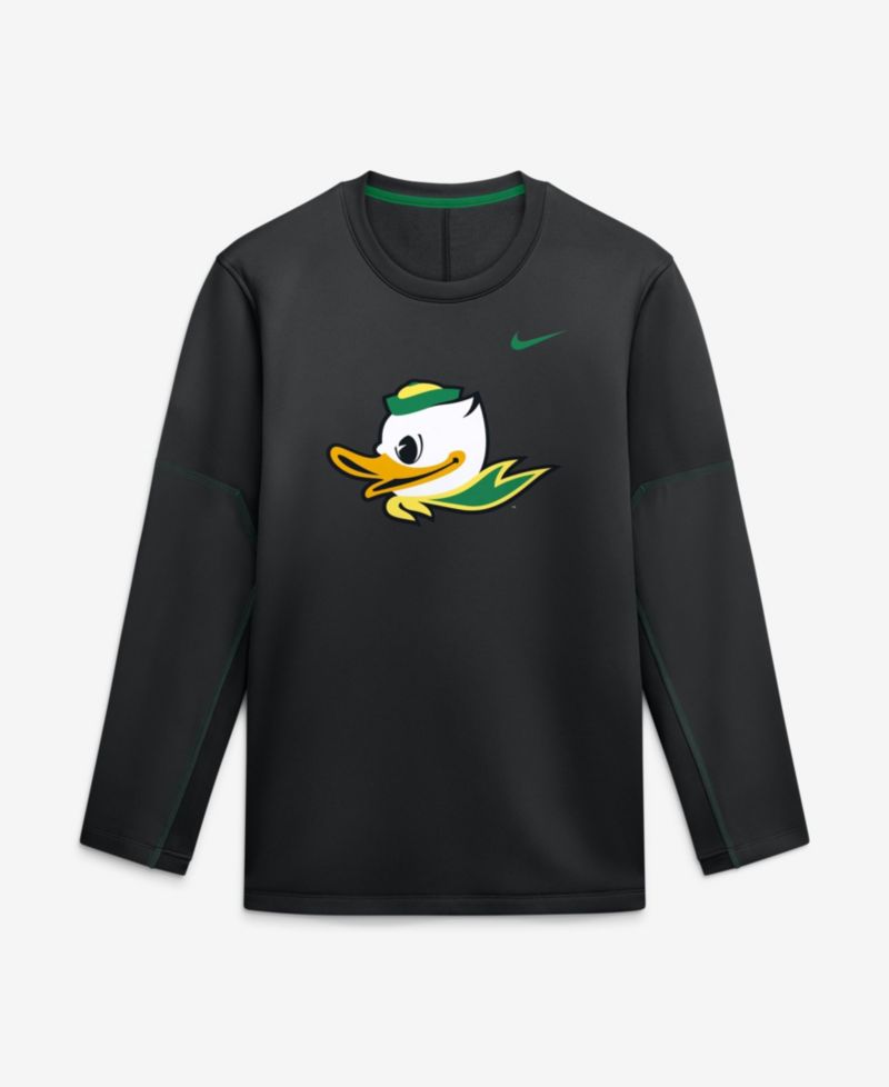 Men's Black Oregon Ducks 2026 Sideline Coaches Therma-FIT Long Sleeve Top