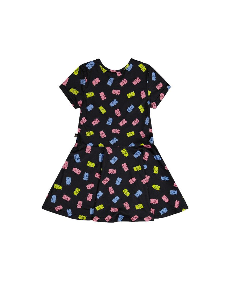 Little and Big Girl Short Sleeve Dress(6-12)Printed Gummy Bears