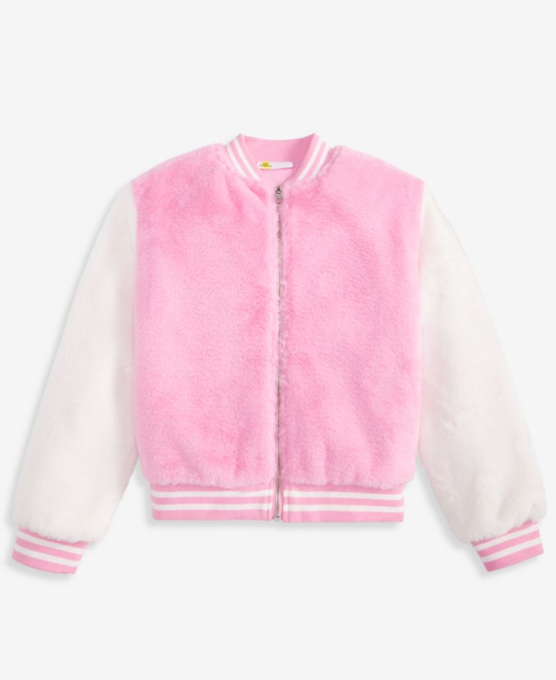 Girls' XS-XL Faux-Fur Varsity Bomber Jacket