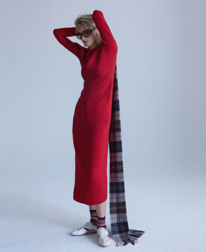 Women's Selection A-Line Midi Long-Sleeve Dress