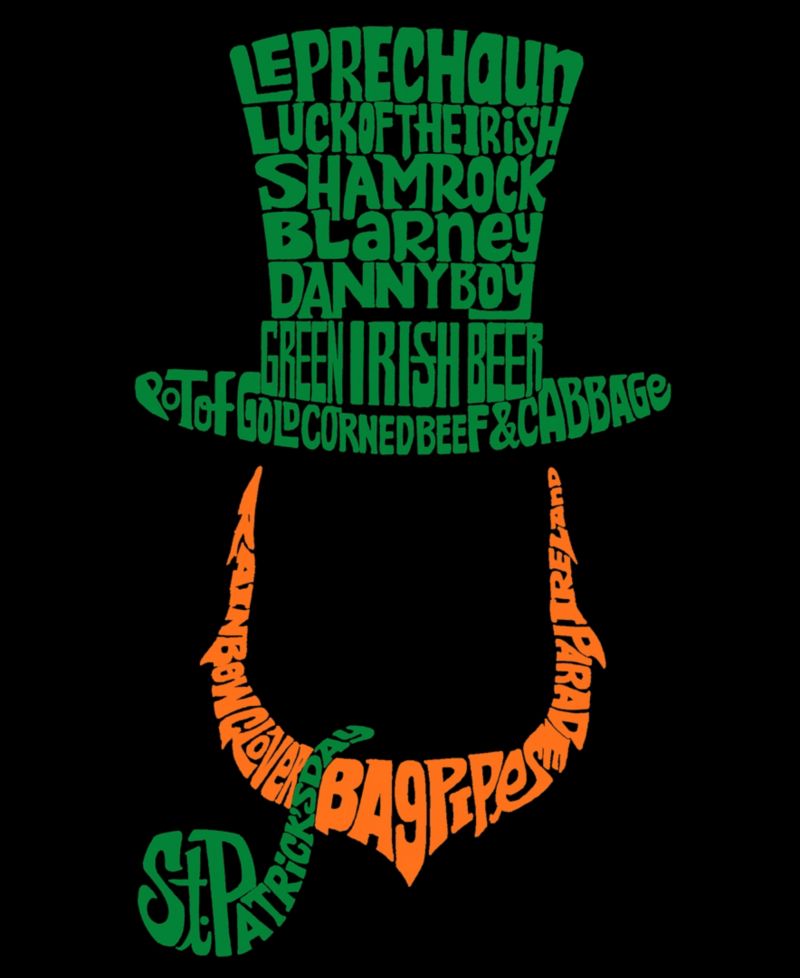 Men's Cotton/Poly Blend Leprechaun Word Art Graphic T-shirt