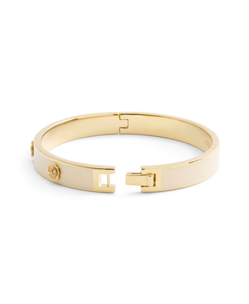 Signature Faux Stone Tea Rose Enamel Bangle Boxed Bracelet