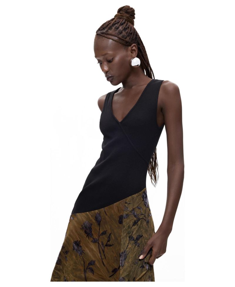 Women's Floral Flocked A-Line Midi Dress