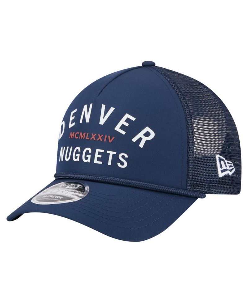 Men's Navy Denver Nuggets Minimalist A-Frame 9FORTY Trucker Hat