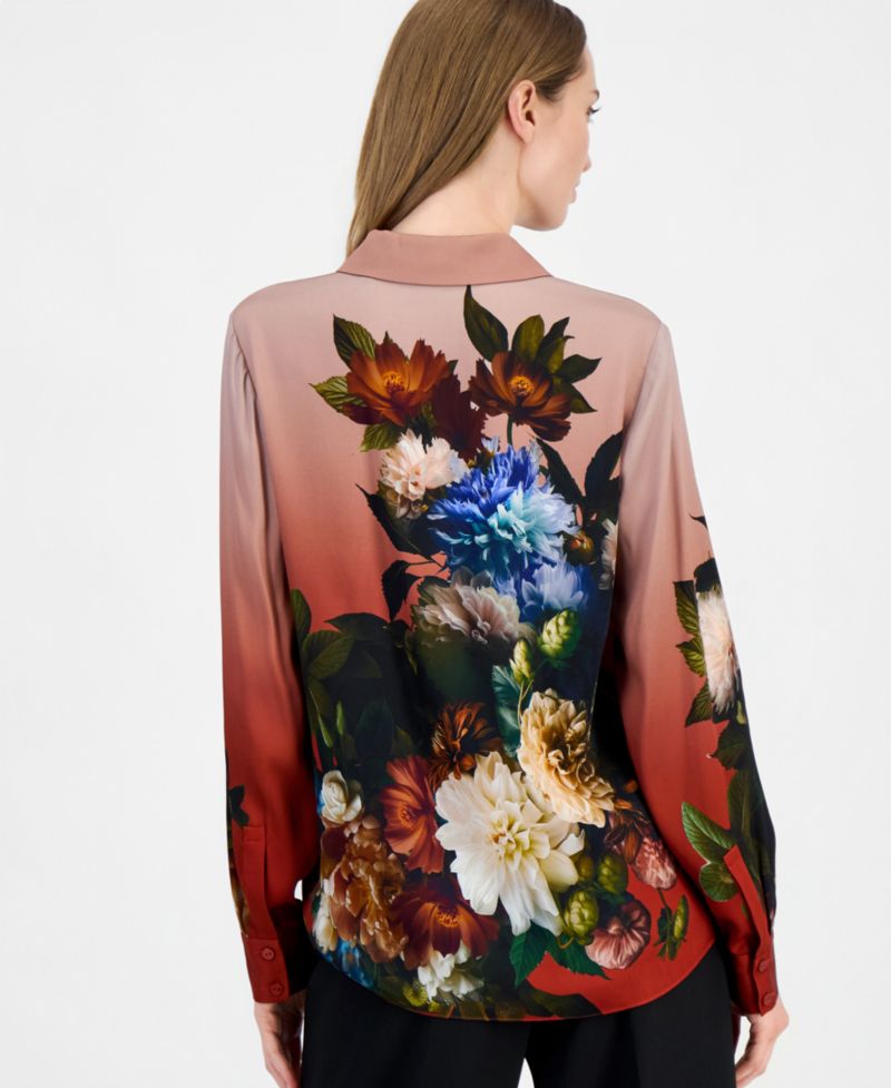 Women's Shae Long-Sleeve Button-Down Floral-Print Blouse