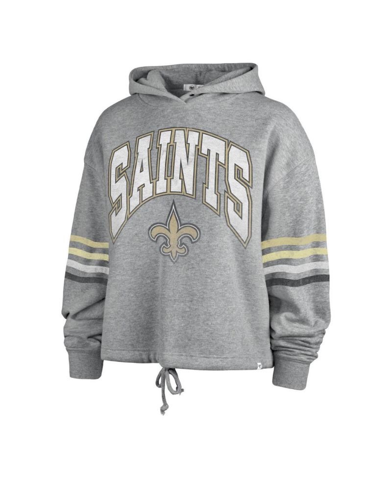 Women's Heather Gray Distressed New Orleans Saints Upland Bennett Pullover Hoodie