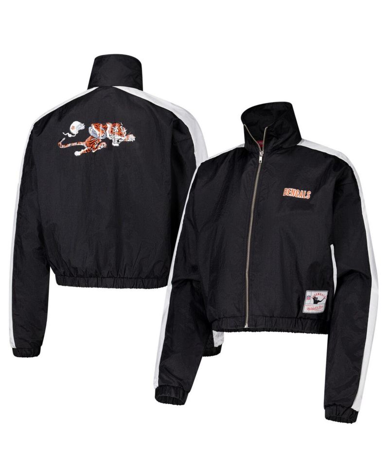 Women's Black Cincinnati Bengals Nylon Cropped Full-Zip Jacket