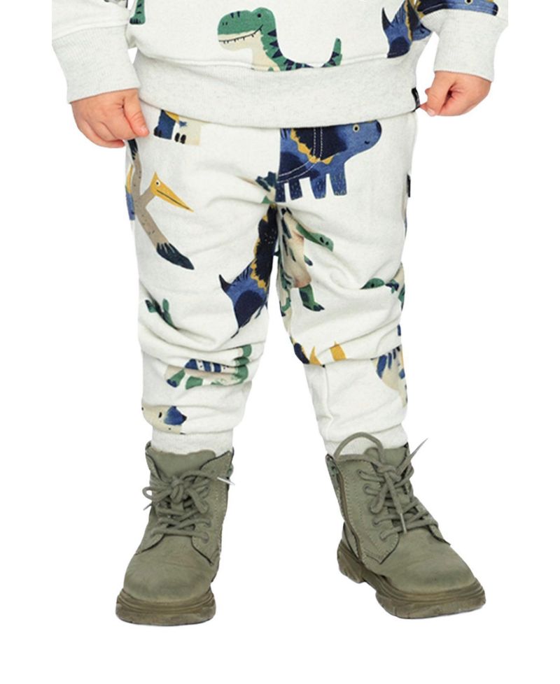Little and Big Boy (7-6) Fleece Sweatpants Dinosaur Print