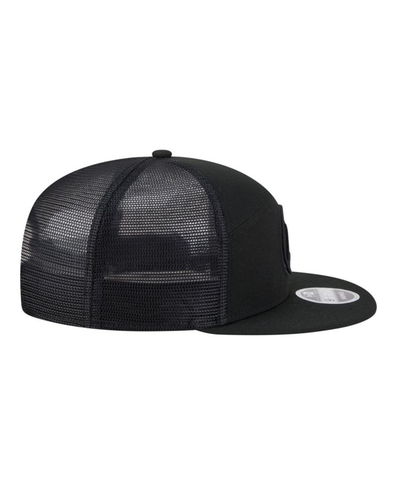 Men's Black Golden State Warriors Block Split Panel 9FIFTY Snapback Hat