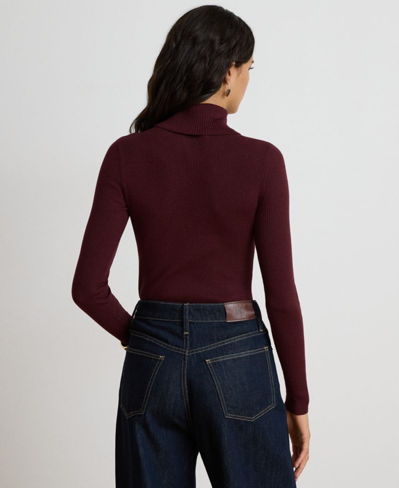Petite Ribbed Slim-Fit Cotton-Blend Turtleneck Sweater