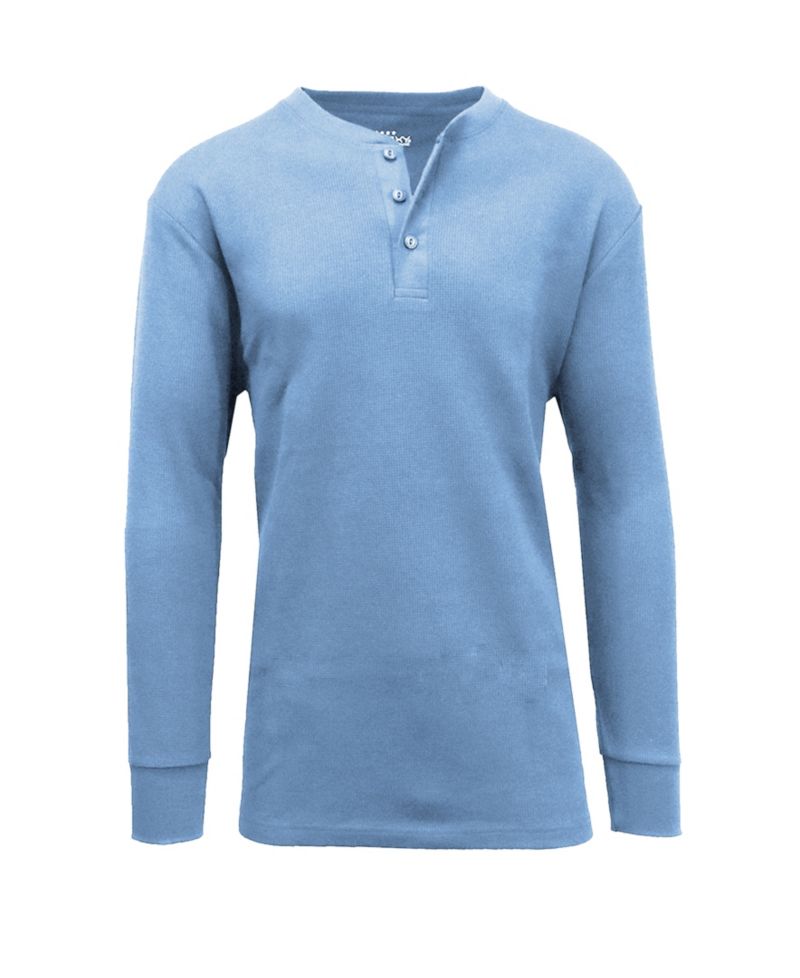 Men's Oversized Waffle-Knit Thermal Henley Shirt