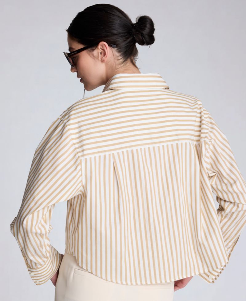 Women's Button-Front Cropped Shirt