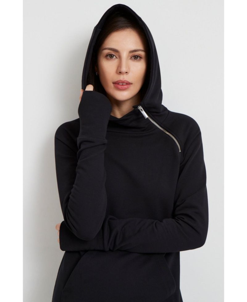Women's Tompkins Side-Slit Hooded Sweatshirt Midi Dress