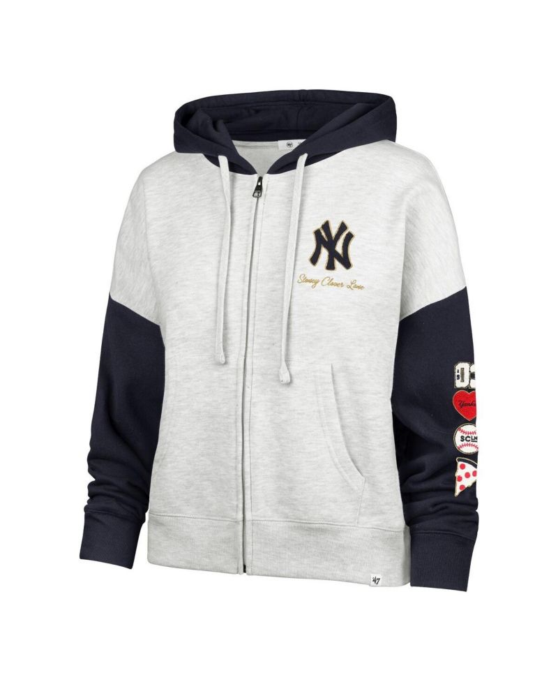 Stoney Clover Lane X Women's Heather Gray/Navy New York Yankees Color Block Full-Zip Hoodie